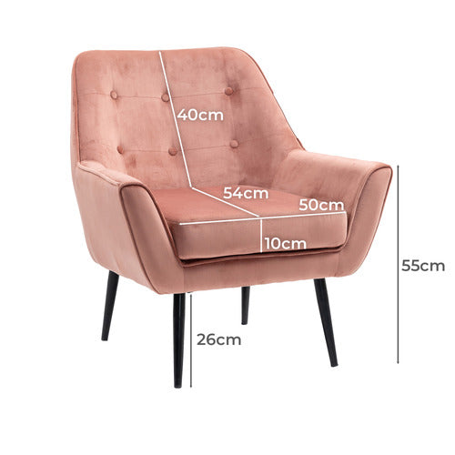 EVIE HOME JESSE VELVET ARMCHAIR