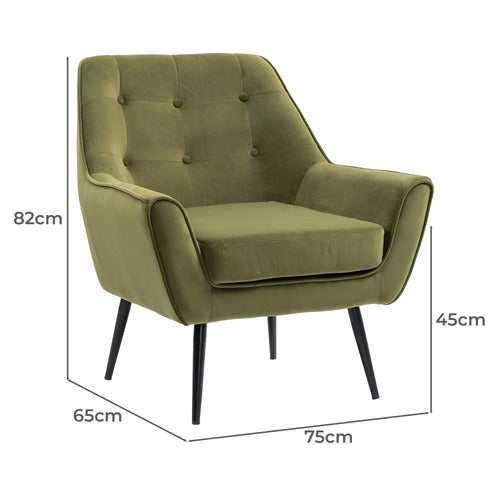 EVIE HOME JESSE VELVET ARMCHAIR
