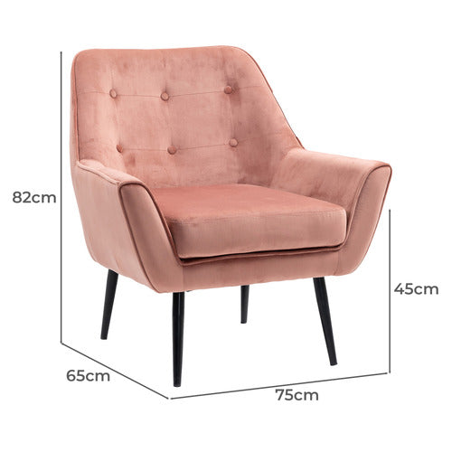 EVIE HOME JESSE VELVET ARMCHAIR
