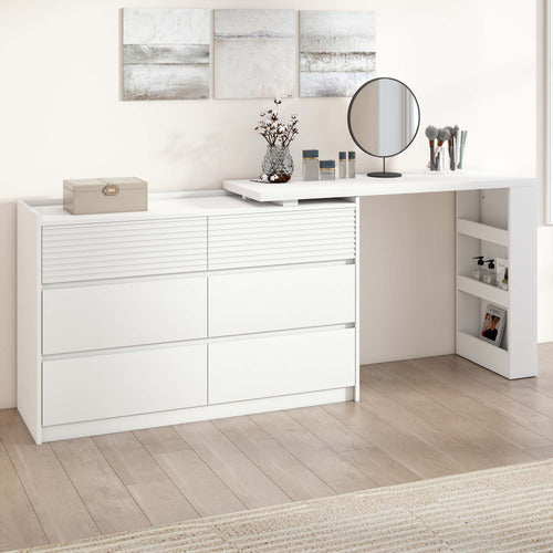 CORNER OFFICE JOSIAH 6 DRAWER CHEST WITH EXTENDABLE DESK
