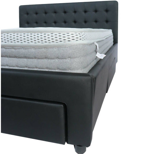 MIKASA FURNITURE JUNE FAUX LEATHER BED FRAME WITH 4 DRAWERS