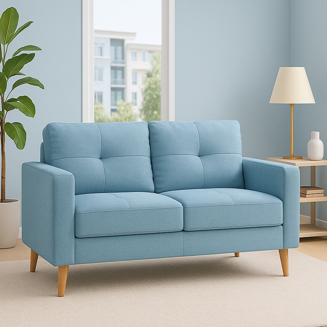 KELLER FABRIC 2 SEATER BIANCO LIGHT BLUE