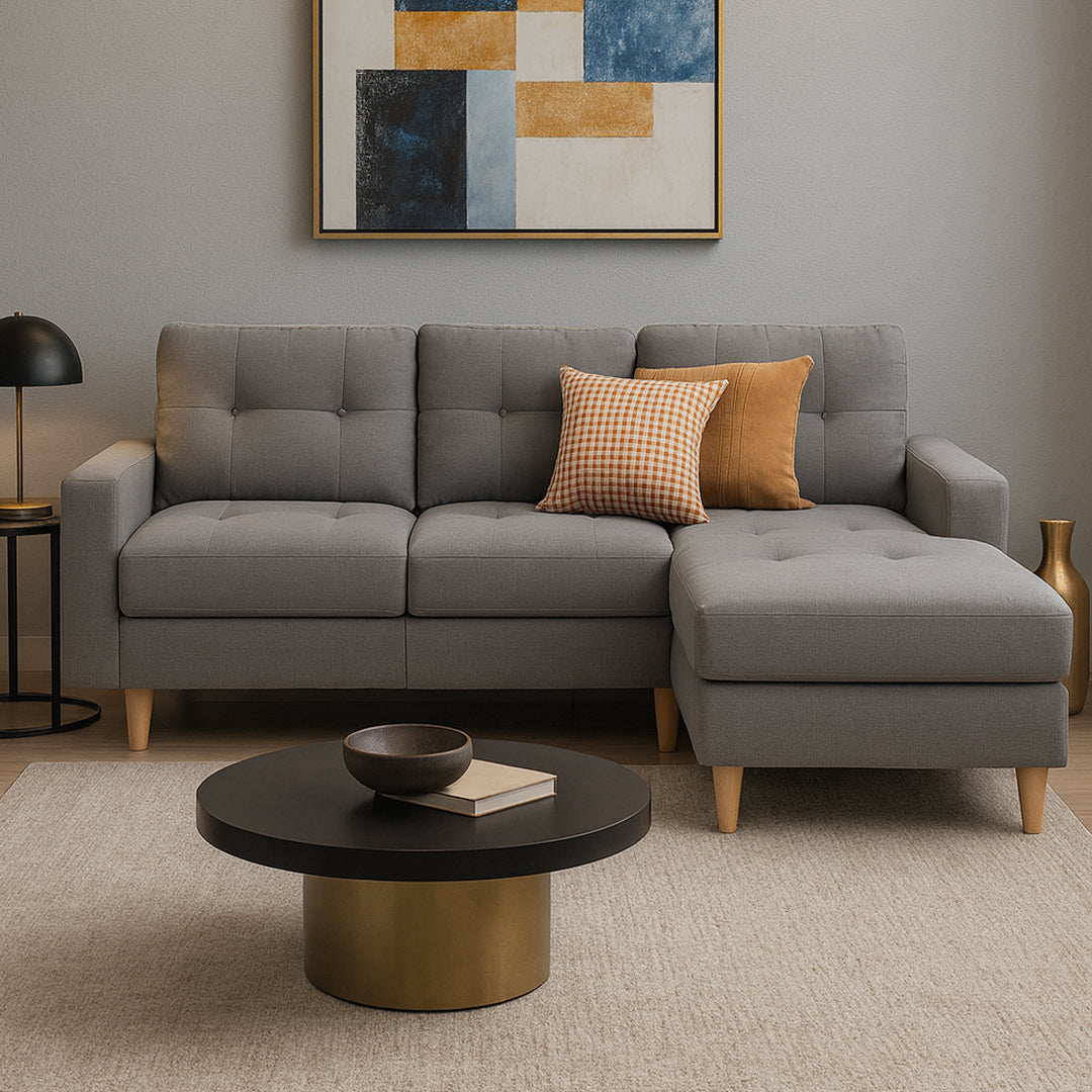 KELLER FABRIC 3 SEAT RHF CHAISE LIGHT GREY