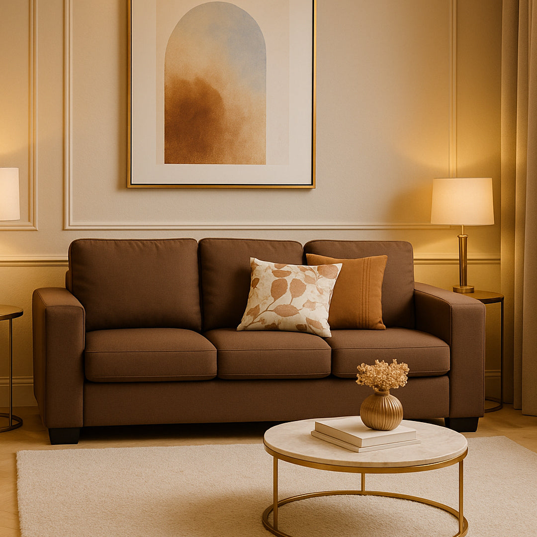 KIRBY FABRIC 3 SEAT SOFA COFFEE
