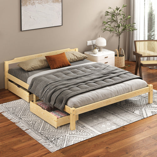 HOXTON ROOM KAEDA PINE WOOD BED WITH STORAGE