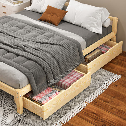 HOXTON ROOM KAEDA PINE WOOD BED WITH STORAGE