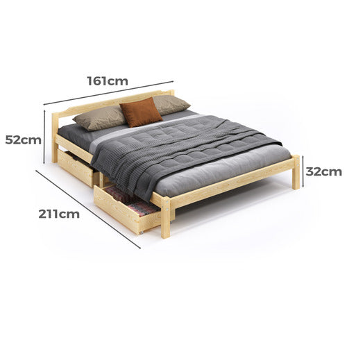 HOXTON ROOM KAEDA PINE WOOD BED WITH STORAGE
