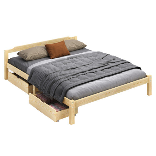 HOXTON ROOM KAEDA PINE WOOD BED WITH STORAGE