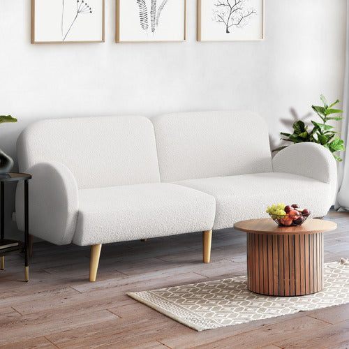 LIVING FUSION KAEL 3 SEATER SINGLE SHERPA SOFA BED