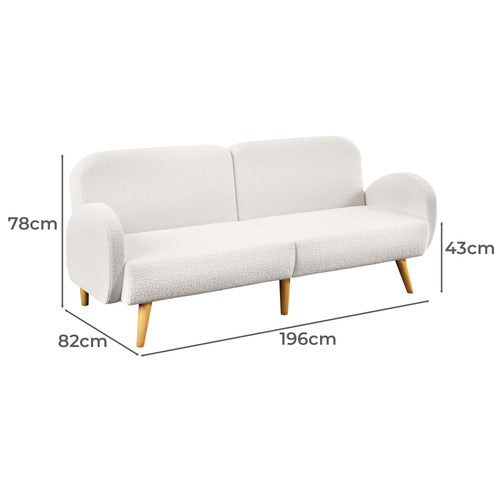 LIVING FUSION KAEL 3 SEATER SINGLE SHERPA SOFA BED