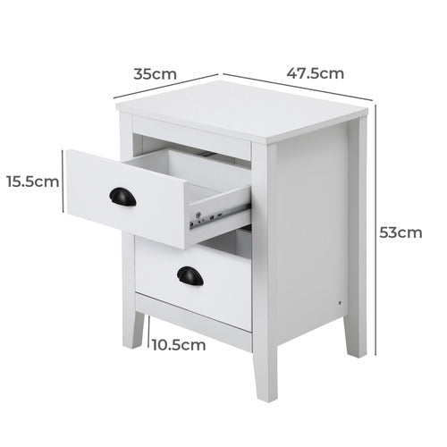 LIVING FUSION KAITLIN 2 DRAWER BEDSIDE TABLE
