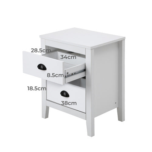 LIVING FUSION KAITLIN 2 DRAWER BEDSIDE TABLE