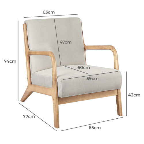 LIVING FUSION KAMDEN RUBBERWOOD ARMCHAIR