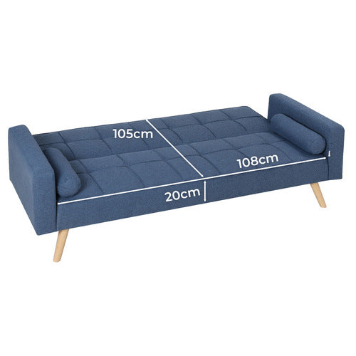 HAVEN COVE FURNITURE KASH 3 SEATER LINEN DOUBLE SOFA BED