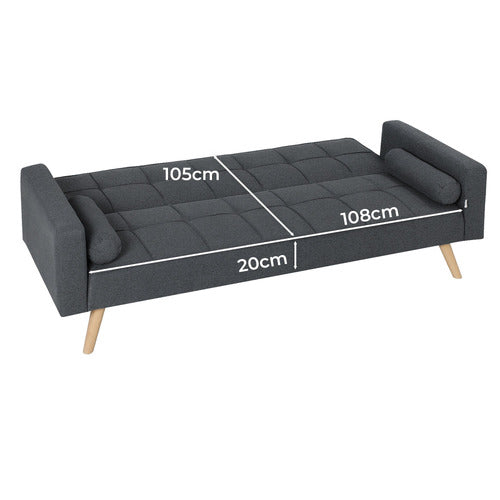 HAVEN COVE FURNITURE KASH 3 SEATER LINEN DOUBLE SOFA BED
