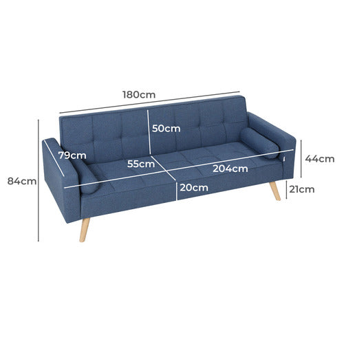 HAVEN COVE FURNITURE KASH 3 SEATER LINEN DOUBLE SOFA BED