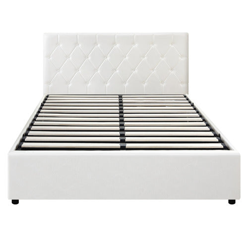 LIVING FUSION KENZO FAUX LEATHER GAS LIFT STORAGE BED FRAME