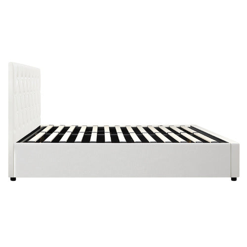 LIVING FUSION KENZO FAUX LEATHER GAS LIFT STORAGE BED FRAME