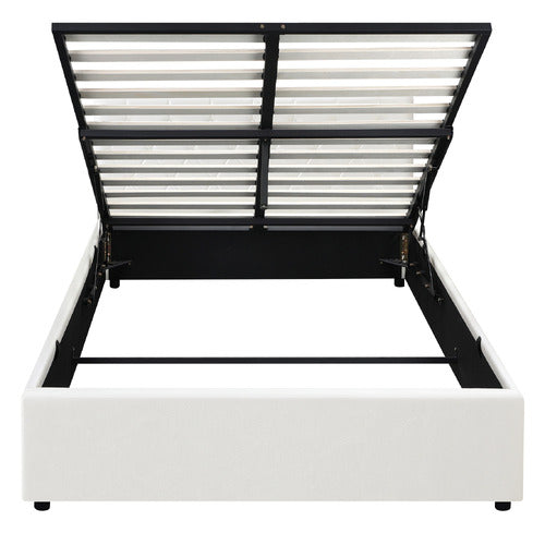 LIVING FUSION KENZO FAUX LEATHER GAS LIFT STORAGE BED FRAME