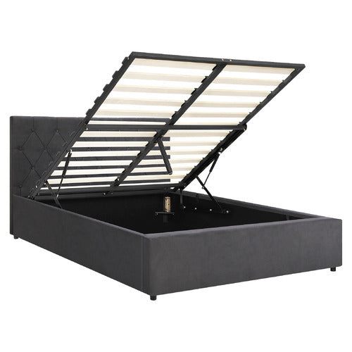LIVING FUSION KENZO VELVET GAS LIFT STORAGE BED FRAME