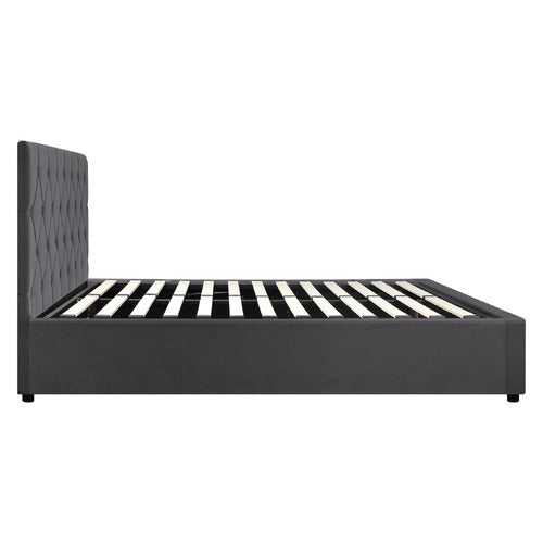 LIVING FUSION KENZO VELVET GAS LIFT STORAGE BED FRAME