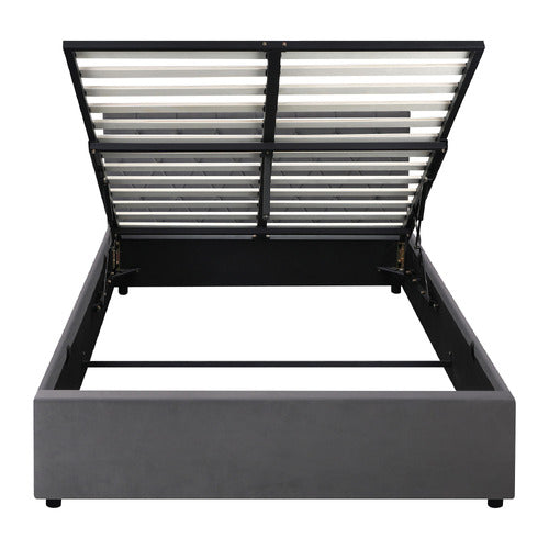 LIVING FUSION KENZO VELVET GAS LIFT STORAGE BED FRAME