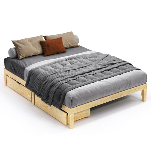 HOXTON ROOM KIRI PINE WOOD BED WITH UNDERBED STORAGE