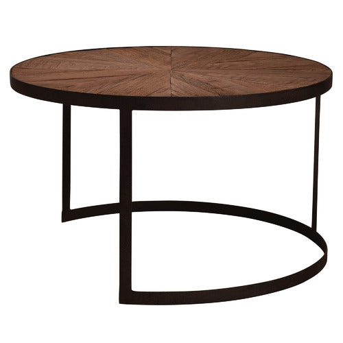 CHARTWELL HOME LETHIA ROUND RECLAIMED OAK WOOD COFFEE TABLE
