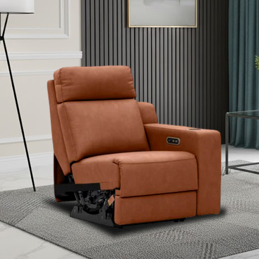 LEANDRO RHF ARM CHAIR WITH DUAL MOTOR RECLINER BROWN