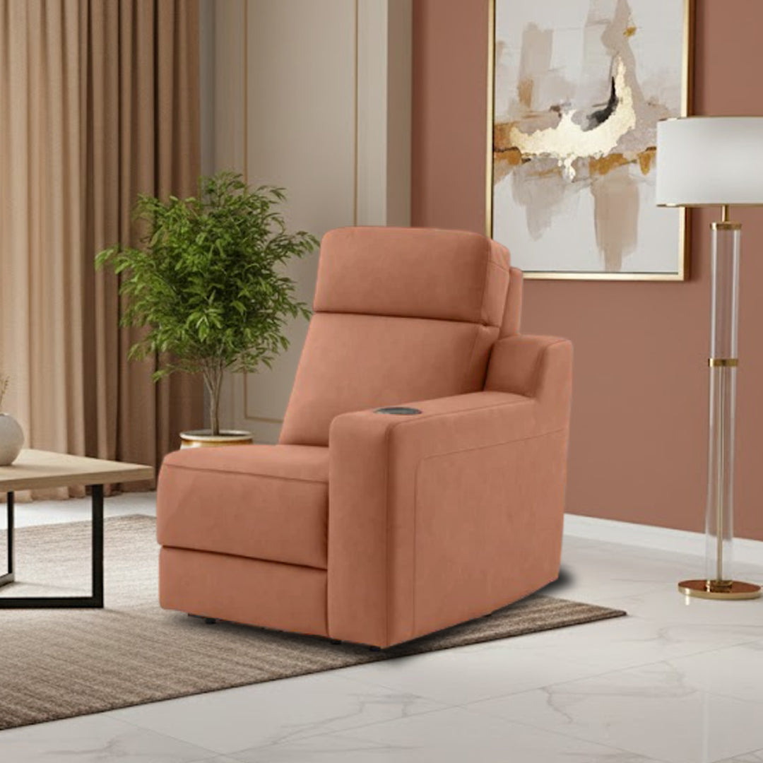 LEANDRO RHF ARM CHAIR WITH SINGLE MOTOR RECLINER BROWN