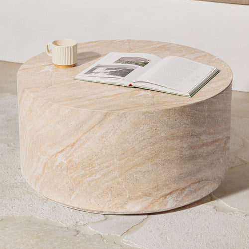 LENNOX TRAVERTINE-LOOK OUTDOOR COFFEE TABLE