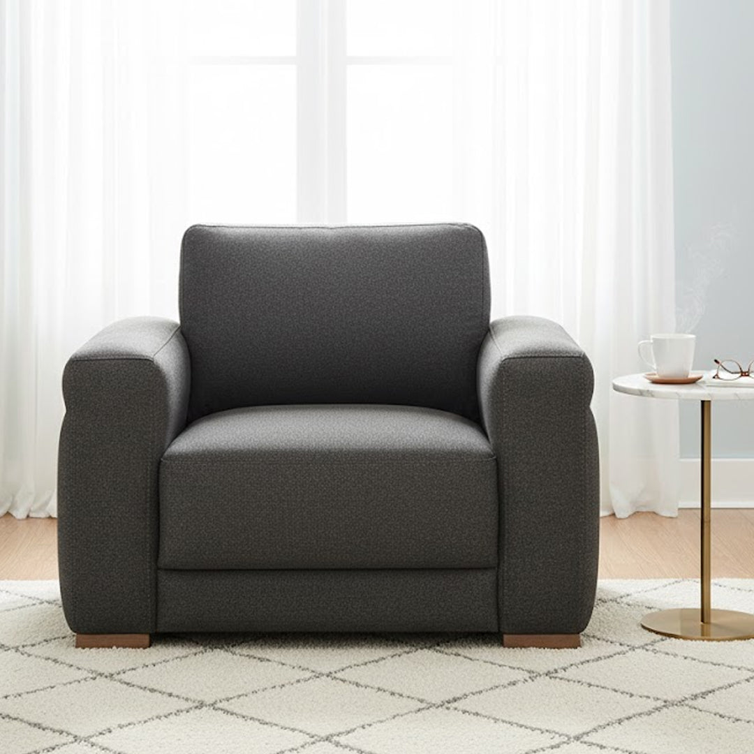 LEONE FABRIC ACCENT CHAIR DARK GREY