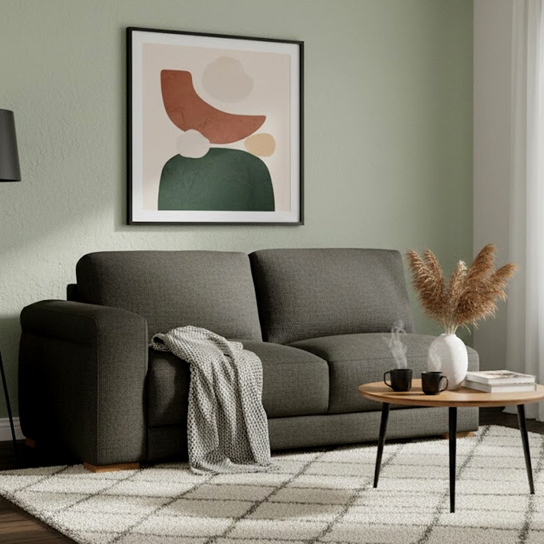 LEONE FABRIC LHF 2 SEATER CHAIR DARK GREY