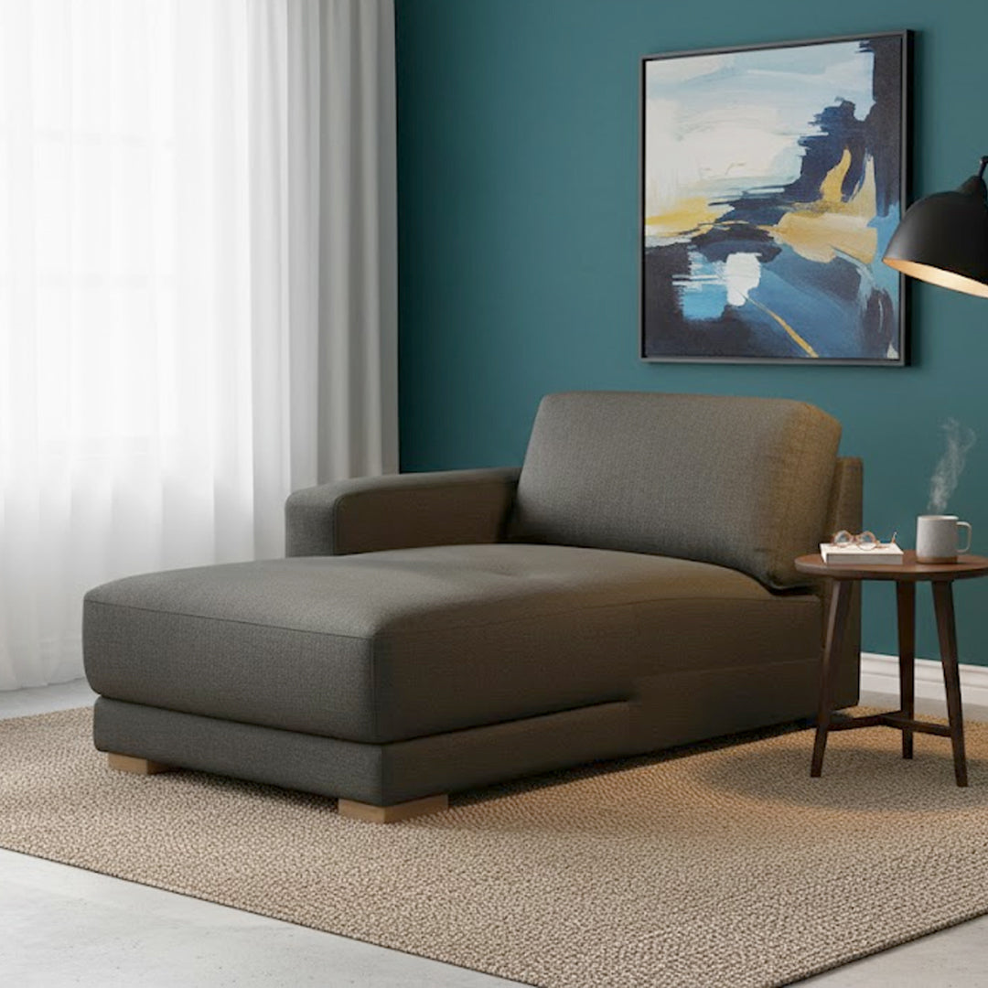 LEONE FABRIC LHF CHAISE CHAIR DARK GREY
