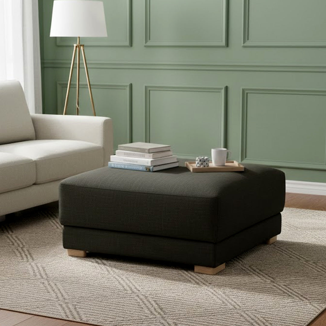 LEONE FABRIC OTTOMAN DARK GREY