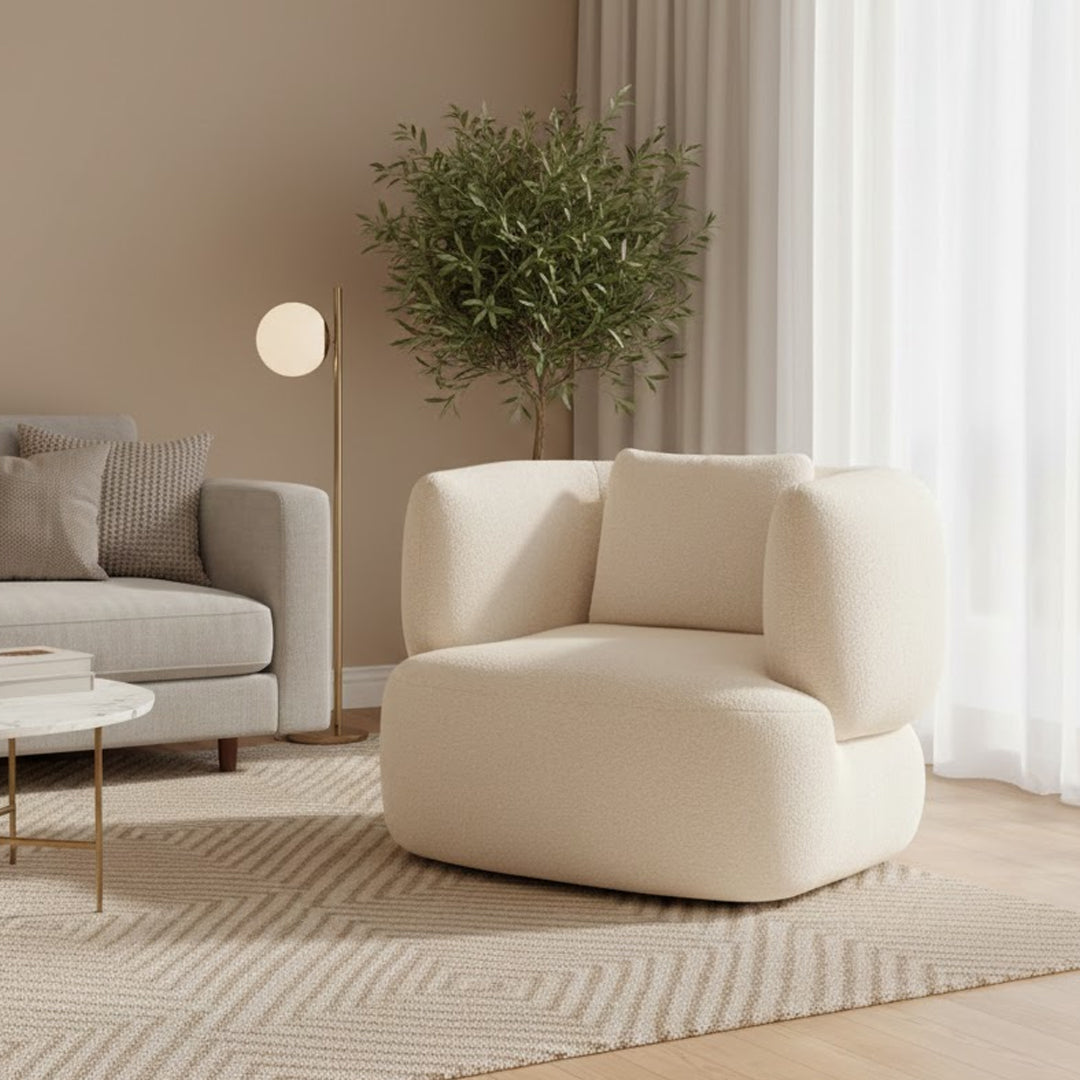 LINEA FURNITURE CREAM PENELOPE BOUCLE ARMCHAIR