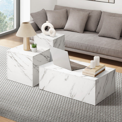 LIVING FUSION 3 PIECE KARLEY COFFEE & SIDE TABLE SET