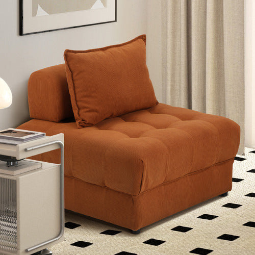 LIVING FUSION BETTINA CORDUROY VELVET ARMLESS LOUNGE CHAIR