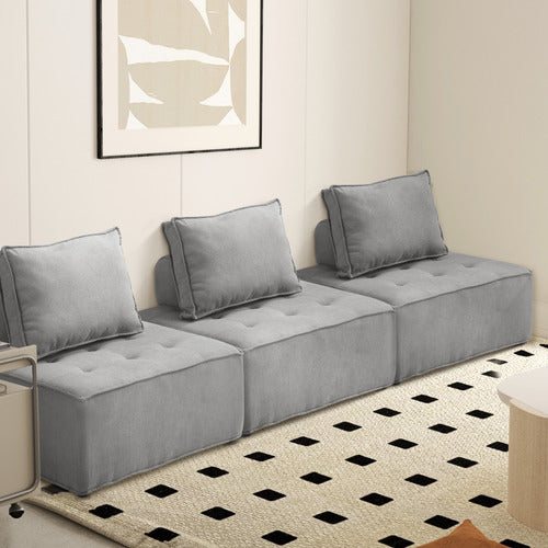 LIVING FUSION ELGA UPHOLSTERED ARMLESS LOUNGE CHAIRS (SET OF 3)