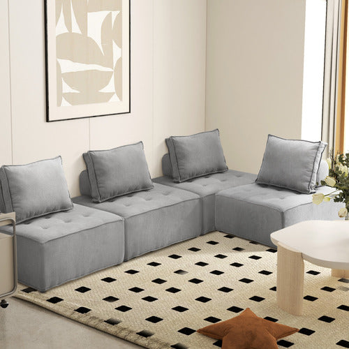 LIVING FUSION ELGA UPHOLSTERED ARMLESS LOUNGE CHAIRS (SET OF 4)