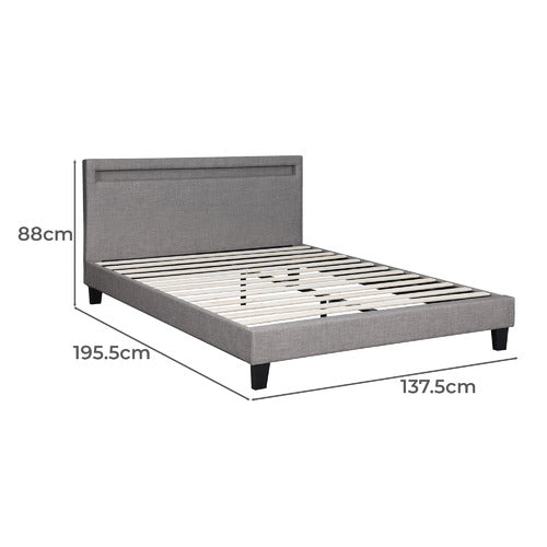 LIVING FUSION LAMBEAU UPHOLSTERED BED FRAME WITH LED