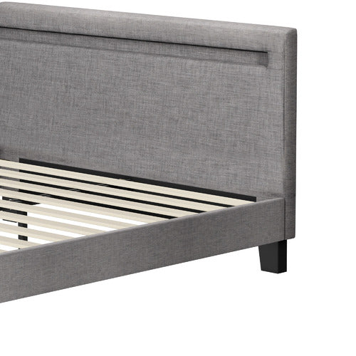 LIVING FUSION LAMBEAU UPHOLSTERED BED FRAME WITH LED