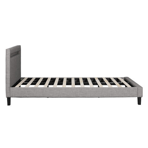 LIVING FUSION LAMBEAU UPHOLSTERED BED FRAME WITH LED