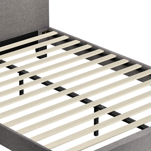 LIVING FUSION LAMBEAU UPHOLSTERED BED FRAME WITH LED