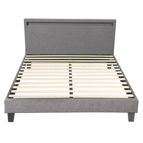 LIVING FUSION LAMBEAU UPHOLSTERED BED FRAME WITH LED
