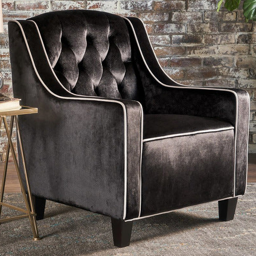 FURNITURE MARKET LARA TUFTED NEW VELVET ARMCHAIR