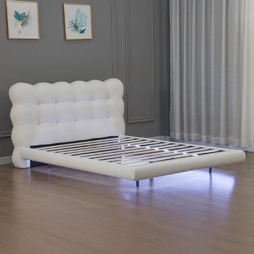 AROYA HOME LAURA SHERPA FLOATING BED WITH LED