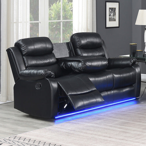 SOUTHERN STYLERS WILBUR 3 SEATER FAUX LEATHER RECLINER SOFA