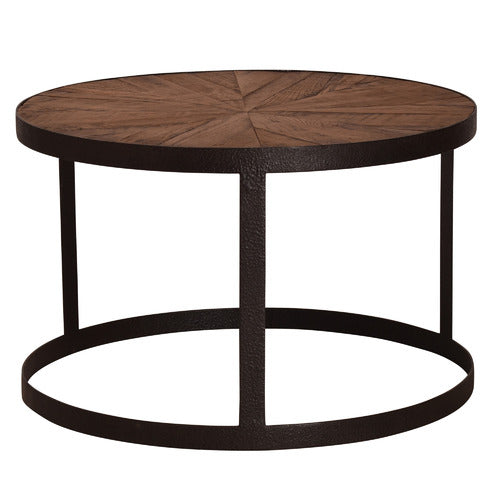 CHARTWELL HOME LETHIA ROUND RECLAIMED OAK WOOD COFFEE TABLE