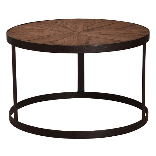 CHARTWELL HOME LETHIA ROUND RECLAIMED OAK WOOD COFFEE TABLE